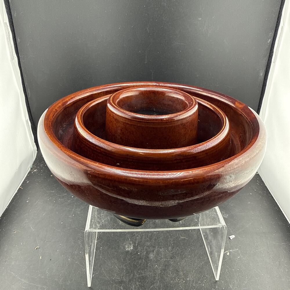 Vintage Brown Glazed Porcelain Electrical Insulator Multi Part Utility Power